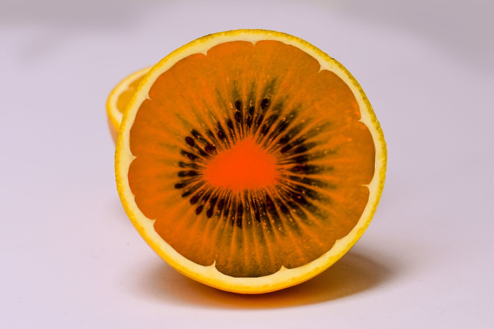 Nikon D3400 sample photo. Kiwi, orange, mounting fruit photography