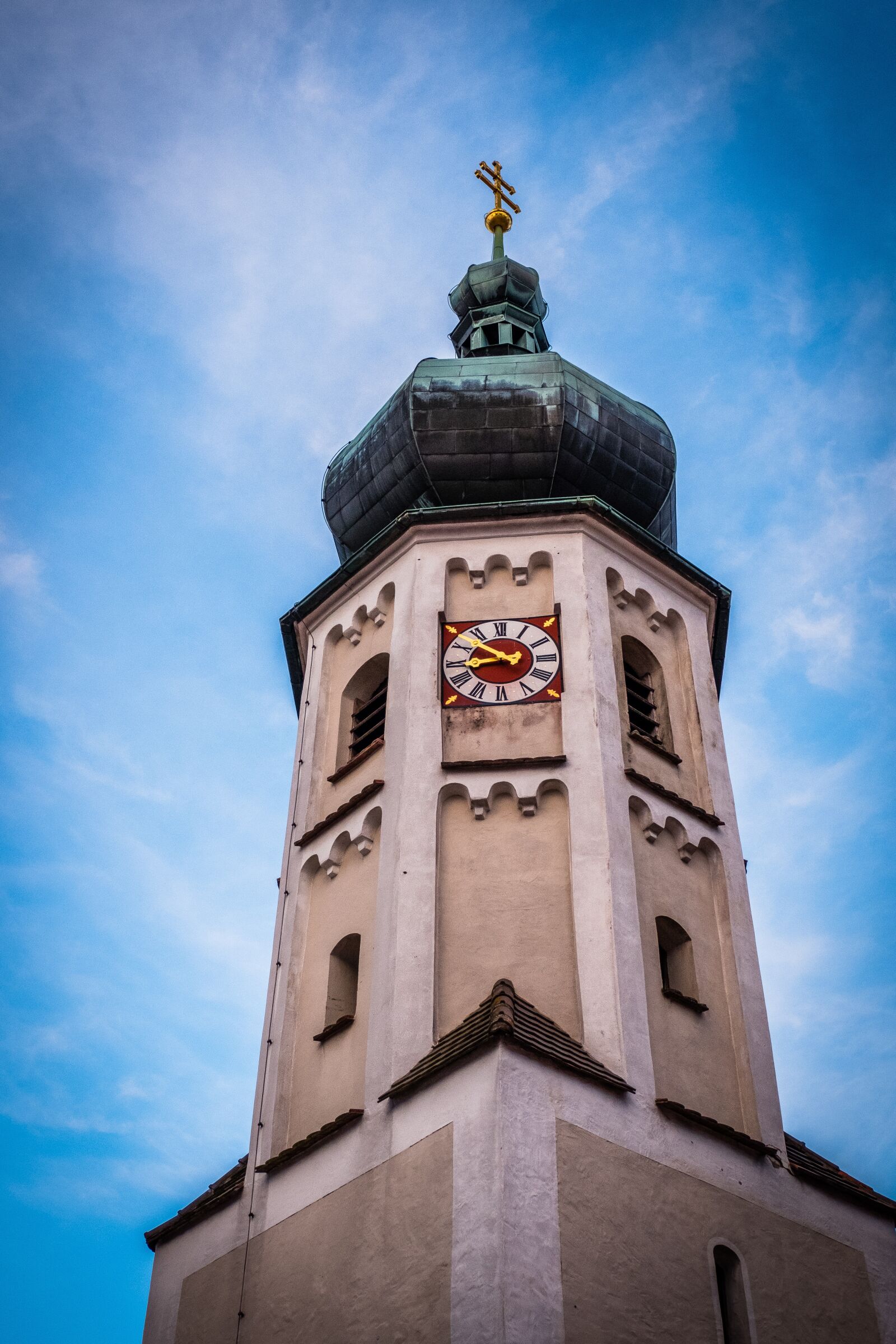 Fujifilm X-T2 sample photo. Steeple, church, church clock photography
