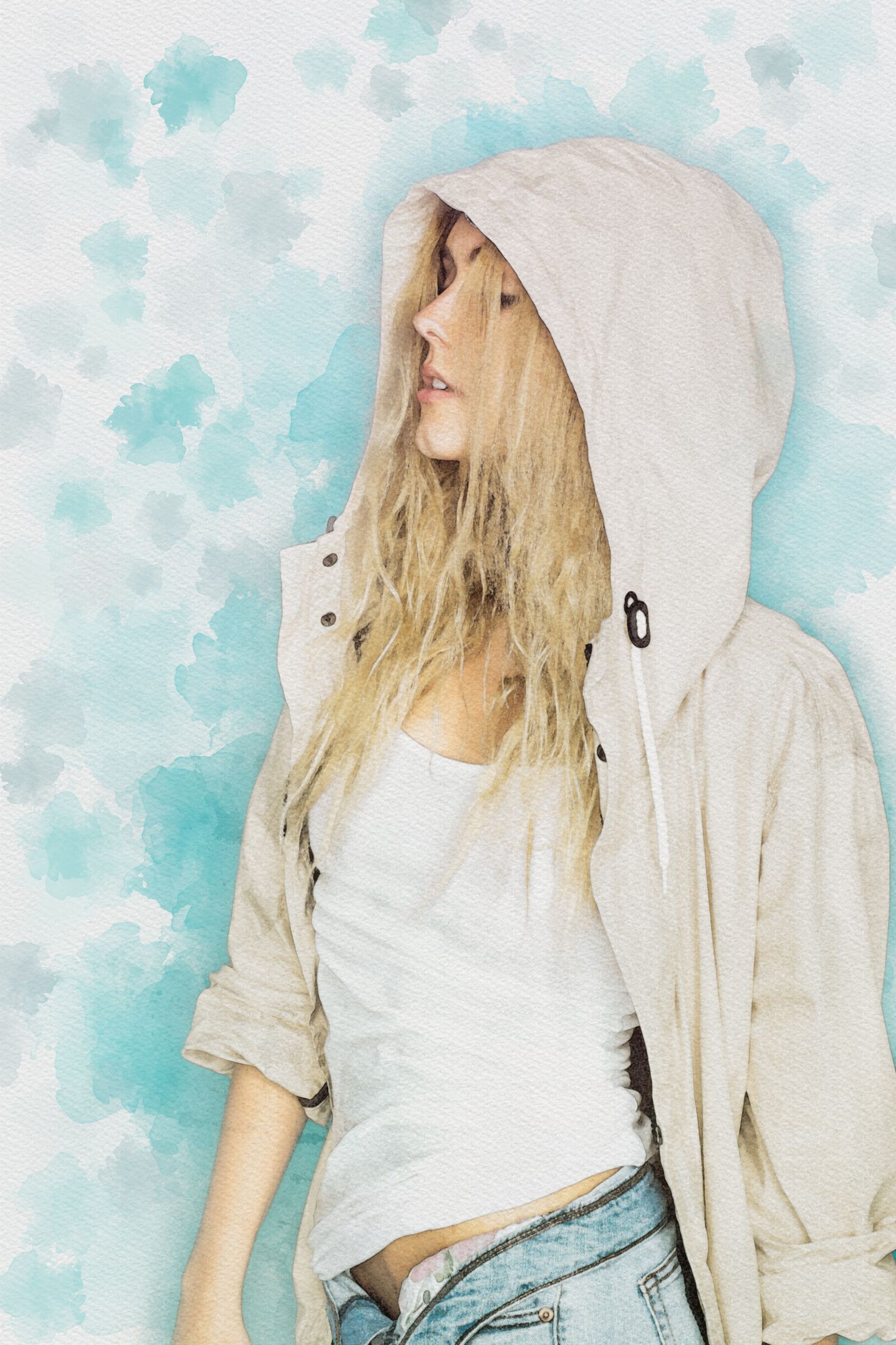 Minolta AF 50mm F1.4 [New] sample photo. Watercolor realistic, model, blonde photography