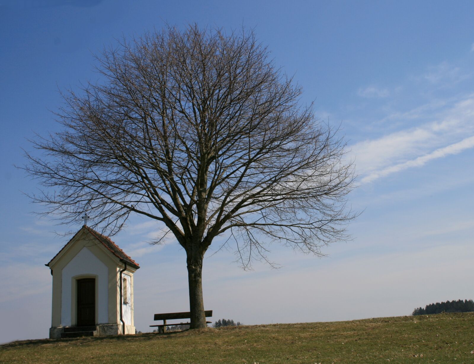 Canon EOS 400D (EOS Digital Rebel XTi / EOS Kiss Digital X) sample photo. Feldkapelle, tree, bank photography