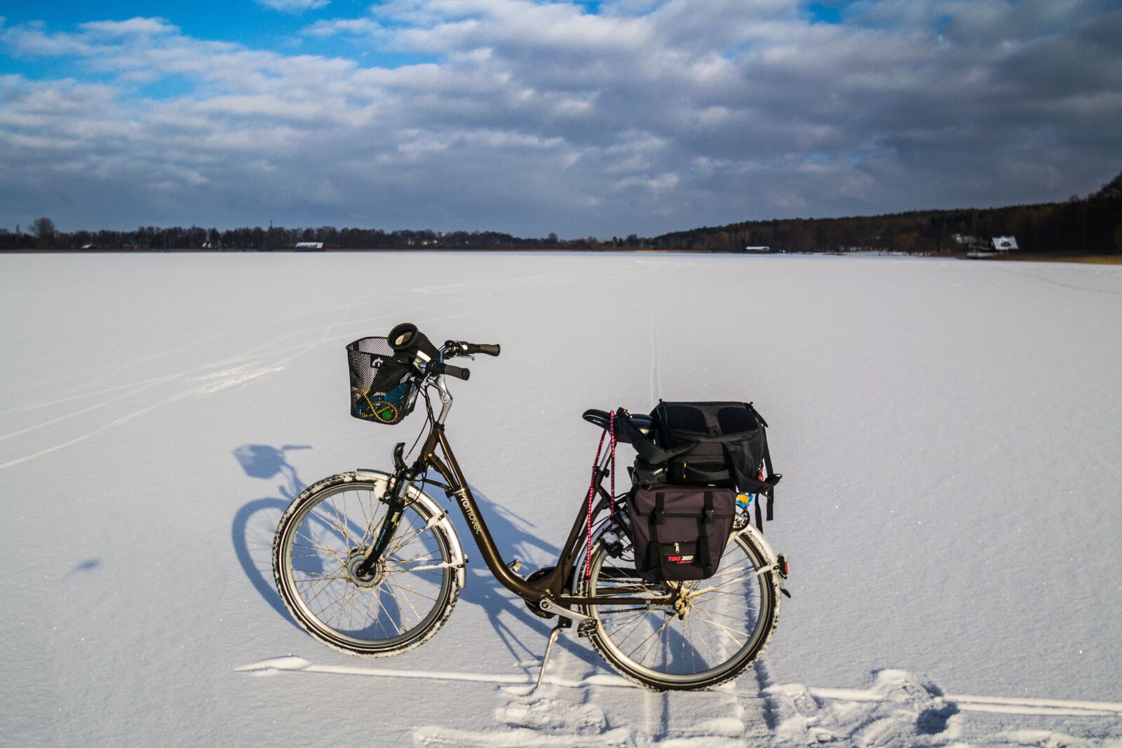 Nikon D3100 sample photo. Bike, winter, lake photography