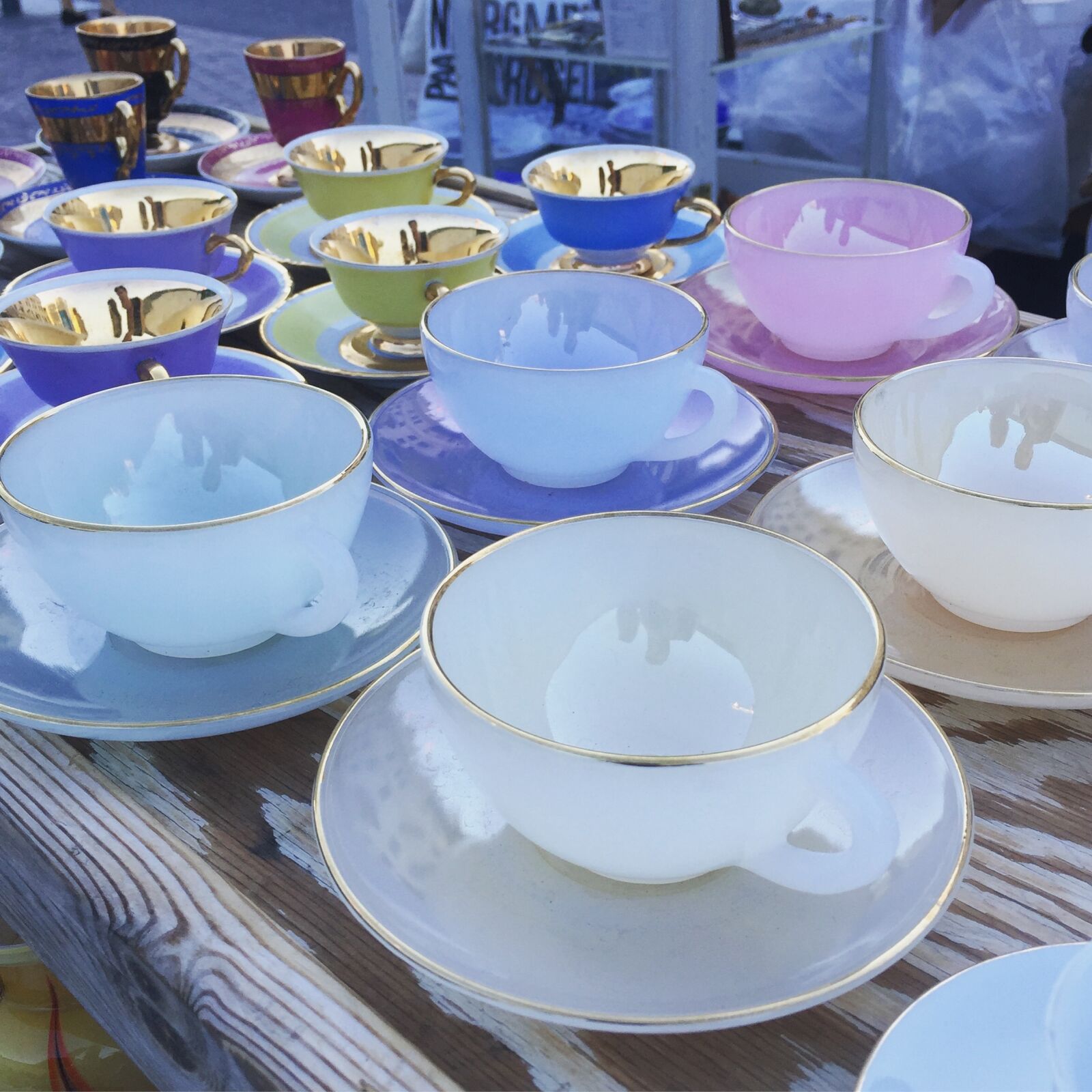 Apple iPhone 6 sample photo. Market, cups, antique photography