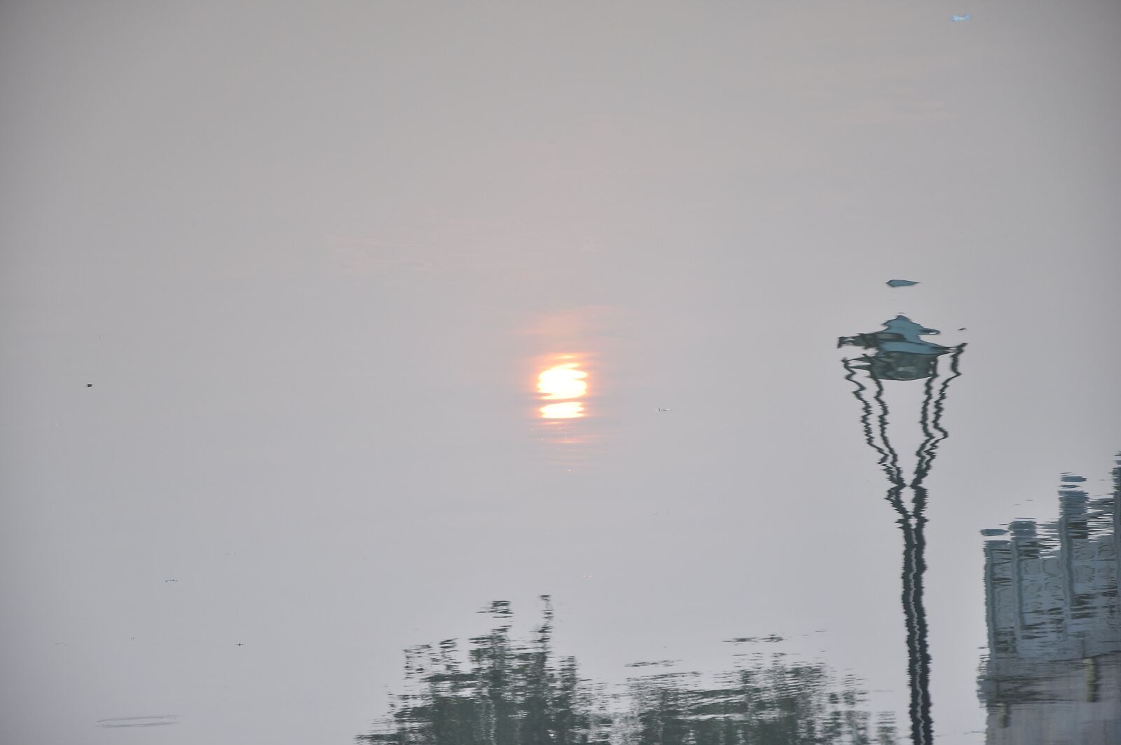 Nikon D90 sample photo. Reflection, sunrise, street lamp photography