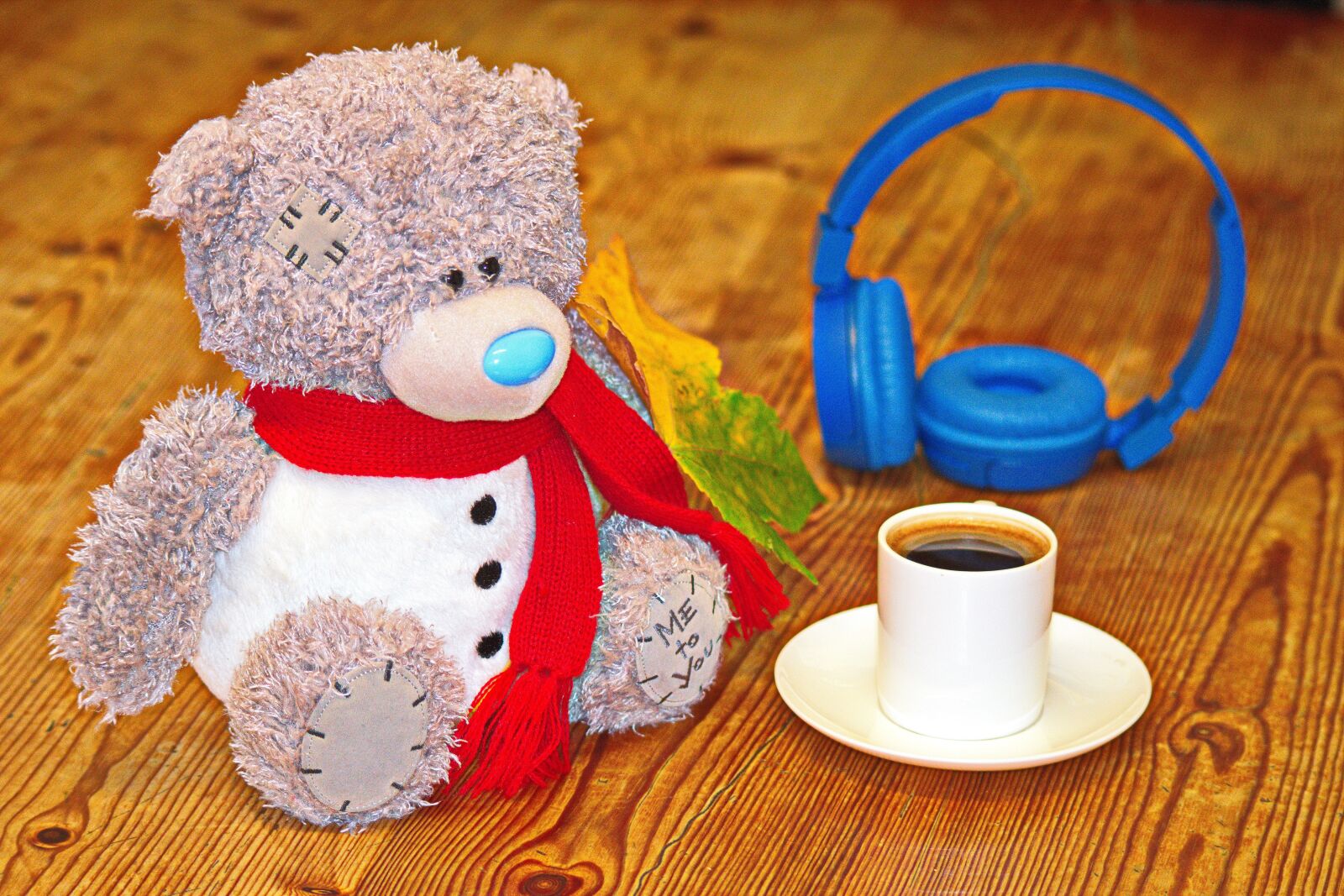 Nikon D3300 sample photo. Music, teddy bear, coffee photography