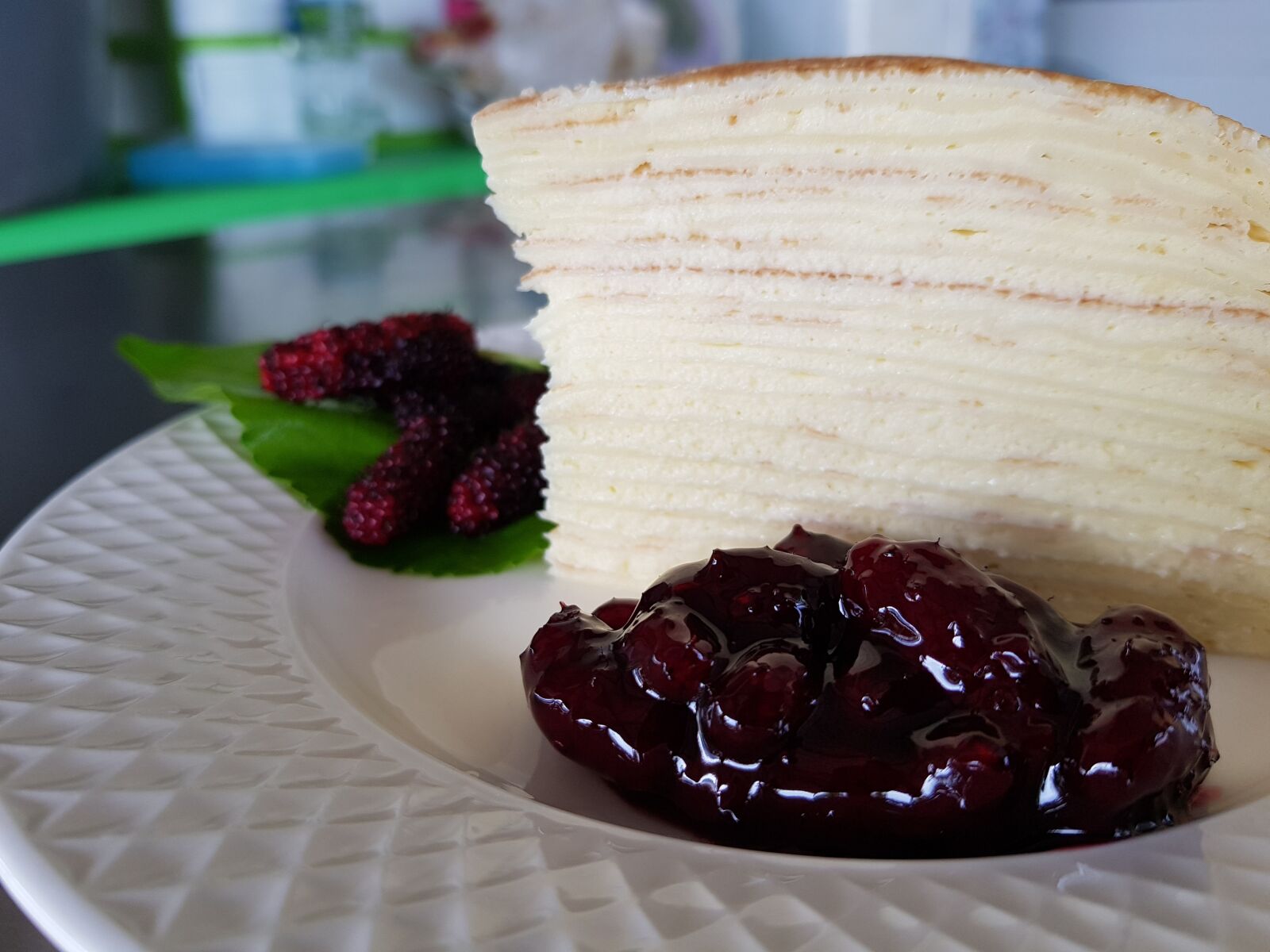 Samsung Galaxy S8+ sample photo. Crape cake, mulberry, topping photography