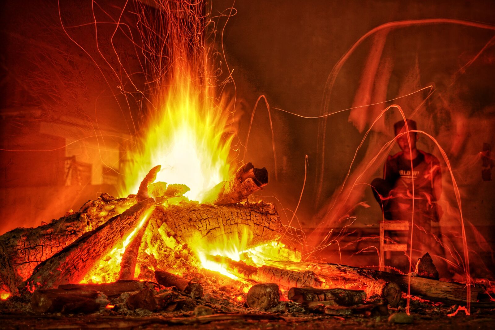 Sony a6000 sample photo. Fire, night, light photography
