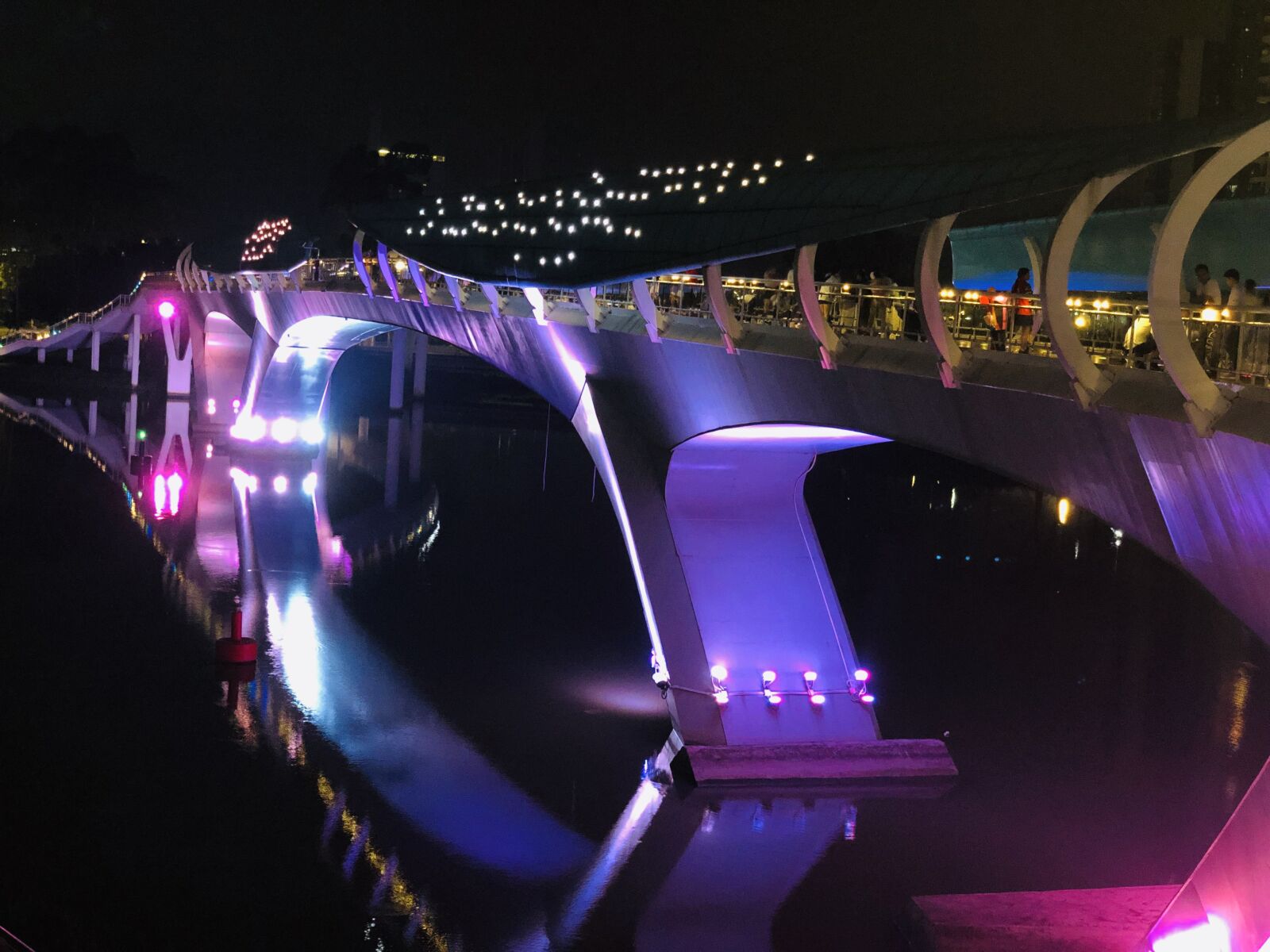 iPhone X back dual camera 6mm f/2.4 sample photo. Bridge, night, light photography