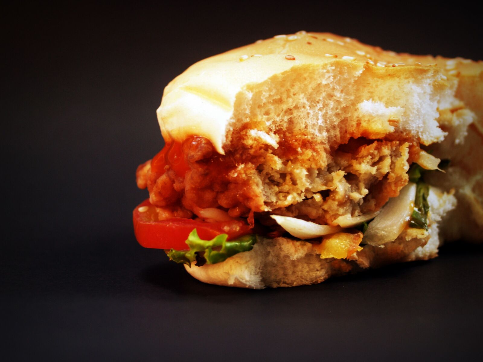 Olympus E-300 (EVOLT E-300) sample photo. Beef, bread, bun, burger photography