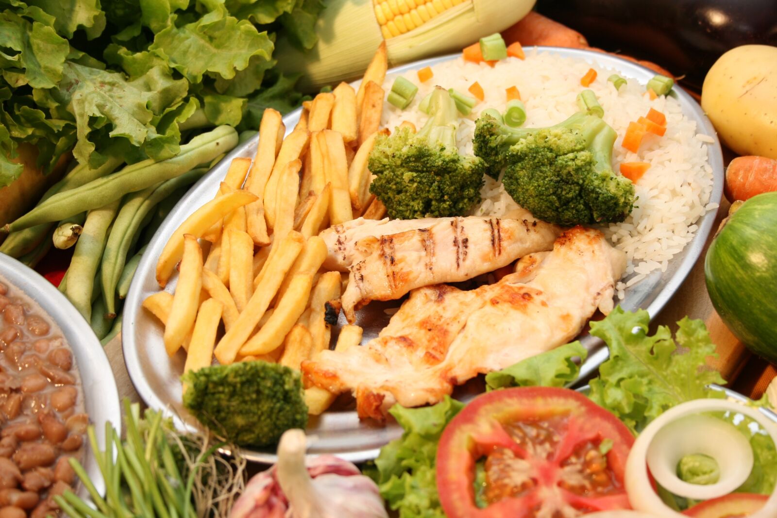 Canon EOS 30D sample photo. Plate, potatoes, chicken photography
