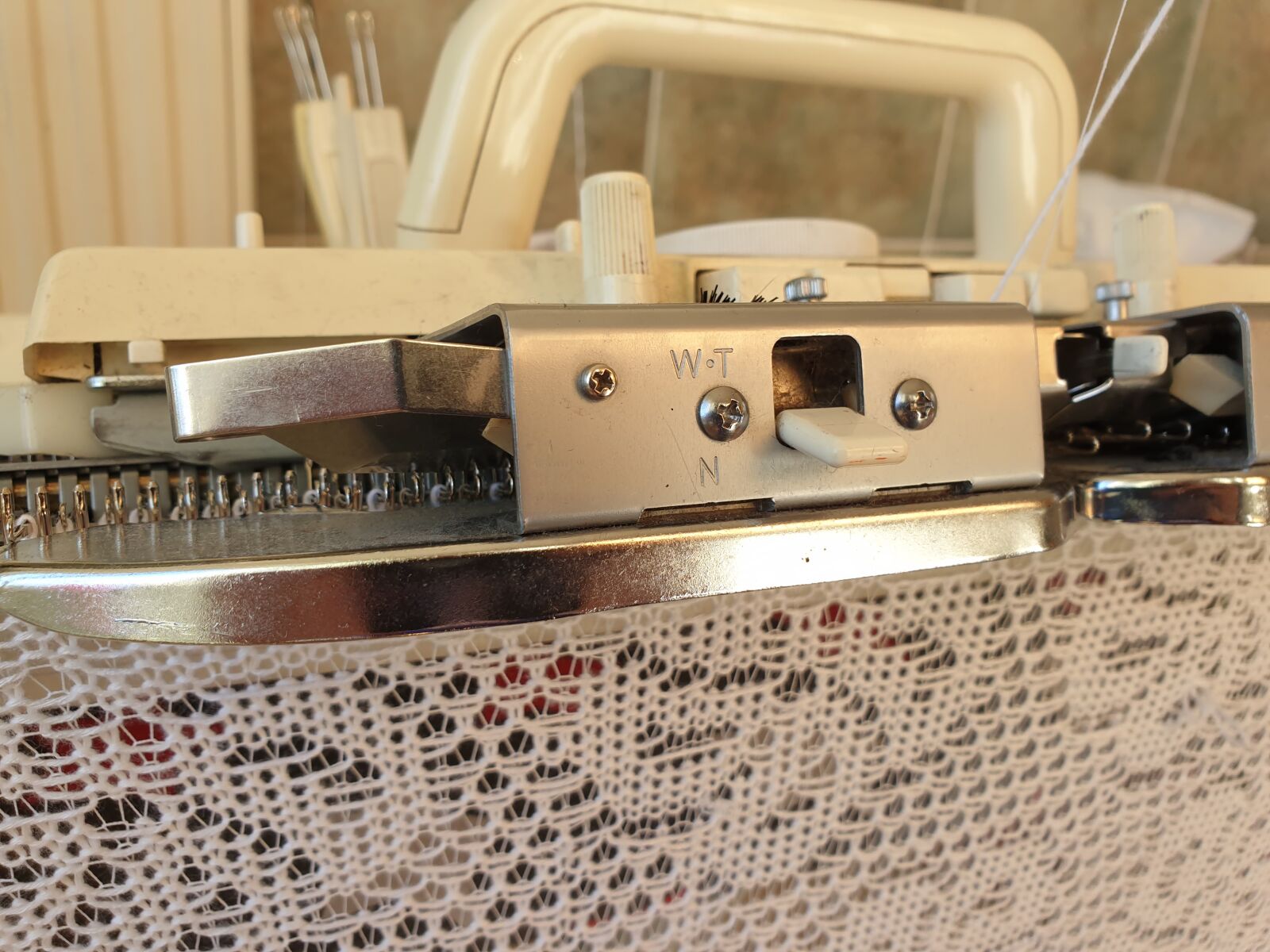 Samsung Galaxy S9 sample photo. Knitting machine carriage, knitting photography