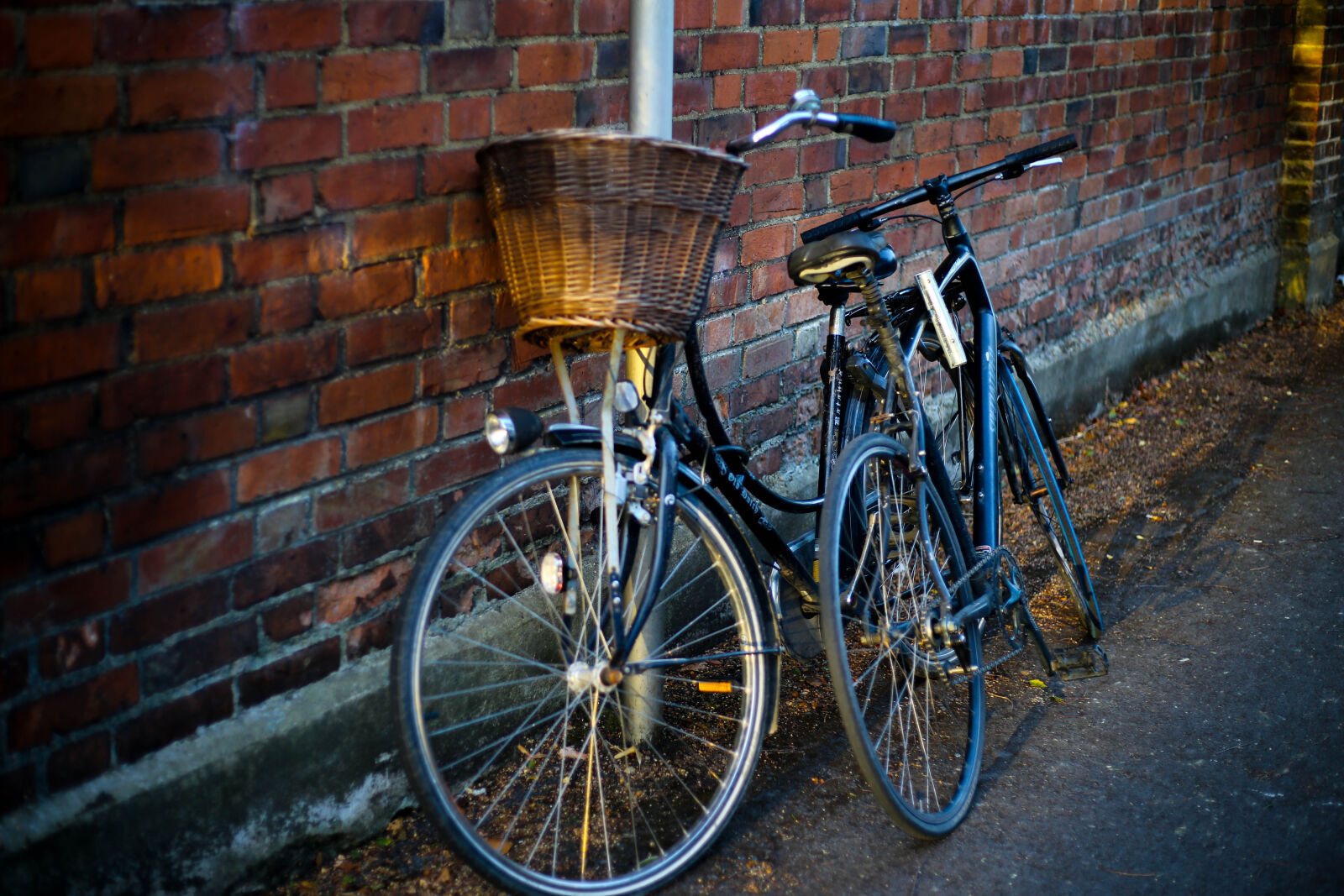 Canon EF 50mm F1.8 STM sample photo. Basket, bicycles, bikes, brick photography
