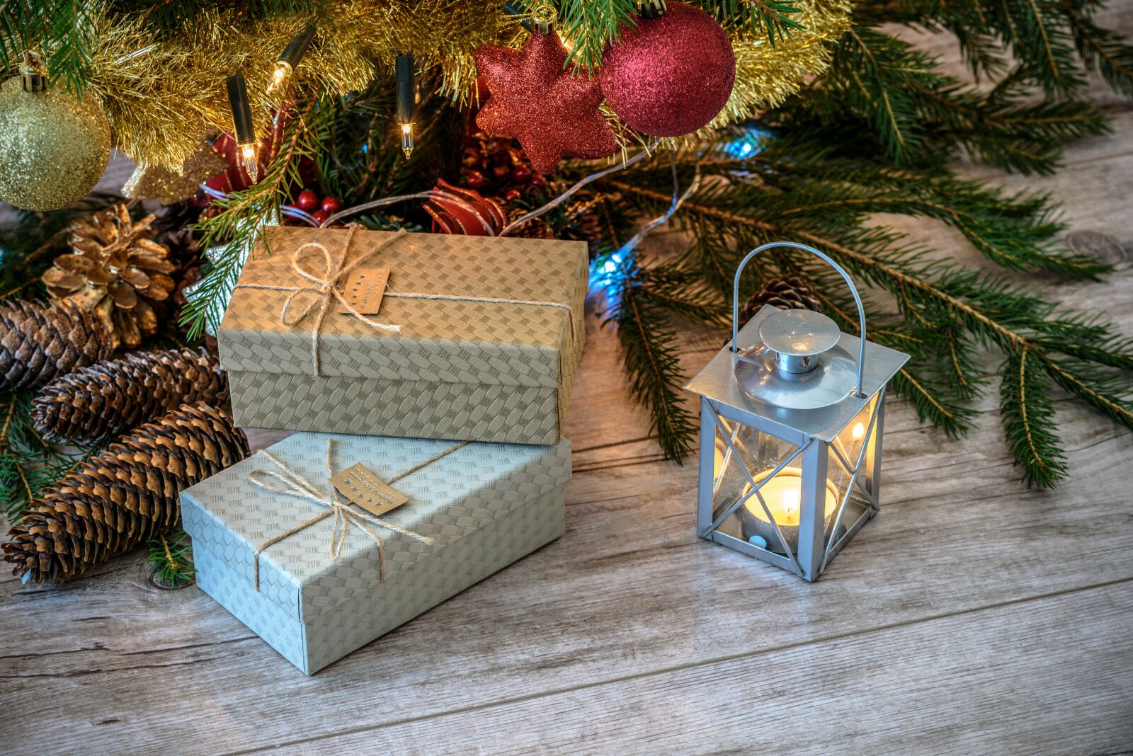 Nikon D750 sample photo. Retro gifts, christmas tree photography