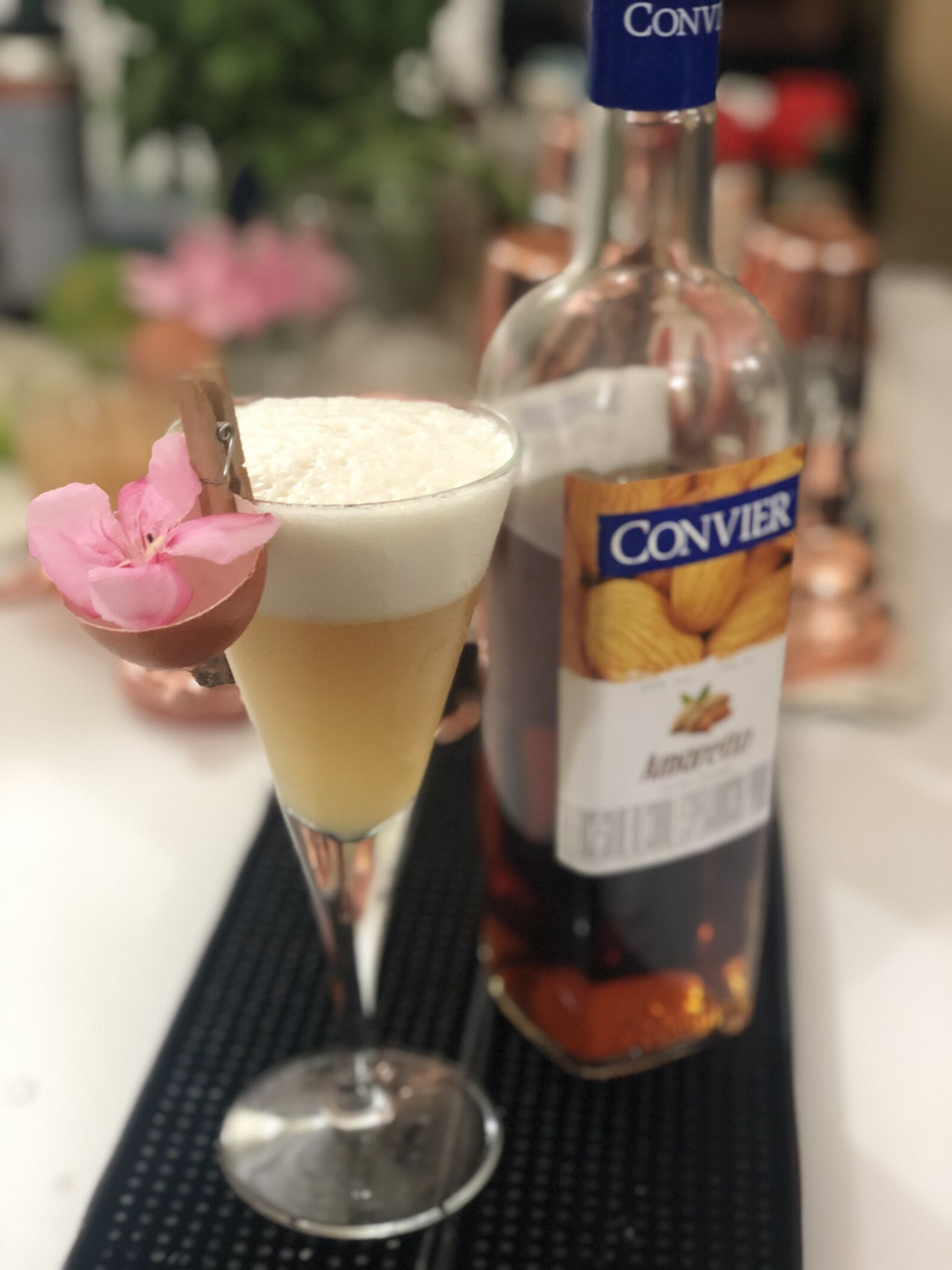 iPhone X back dual camera 6mm f/2.4 sample photo. Cocktail, almonds, recipe photography