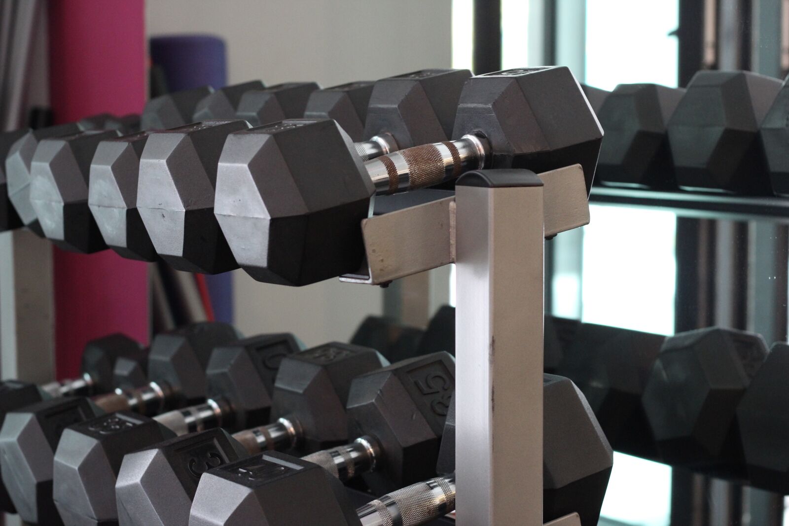 Canon EOS 600D (Rebel EOS T3i / EOS Kiss X5) + Canon EF 50mm F1.8 STM sample photo. Dumbbells, fitness, gym photography