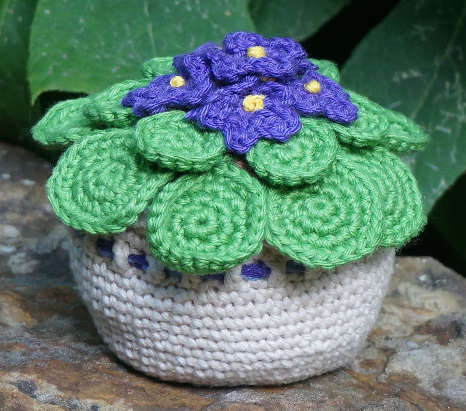 Sony Alpha NEX-5T sample photo. African violet, handmade, crochet photography