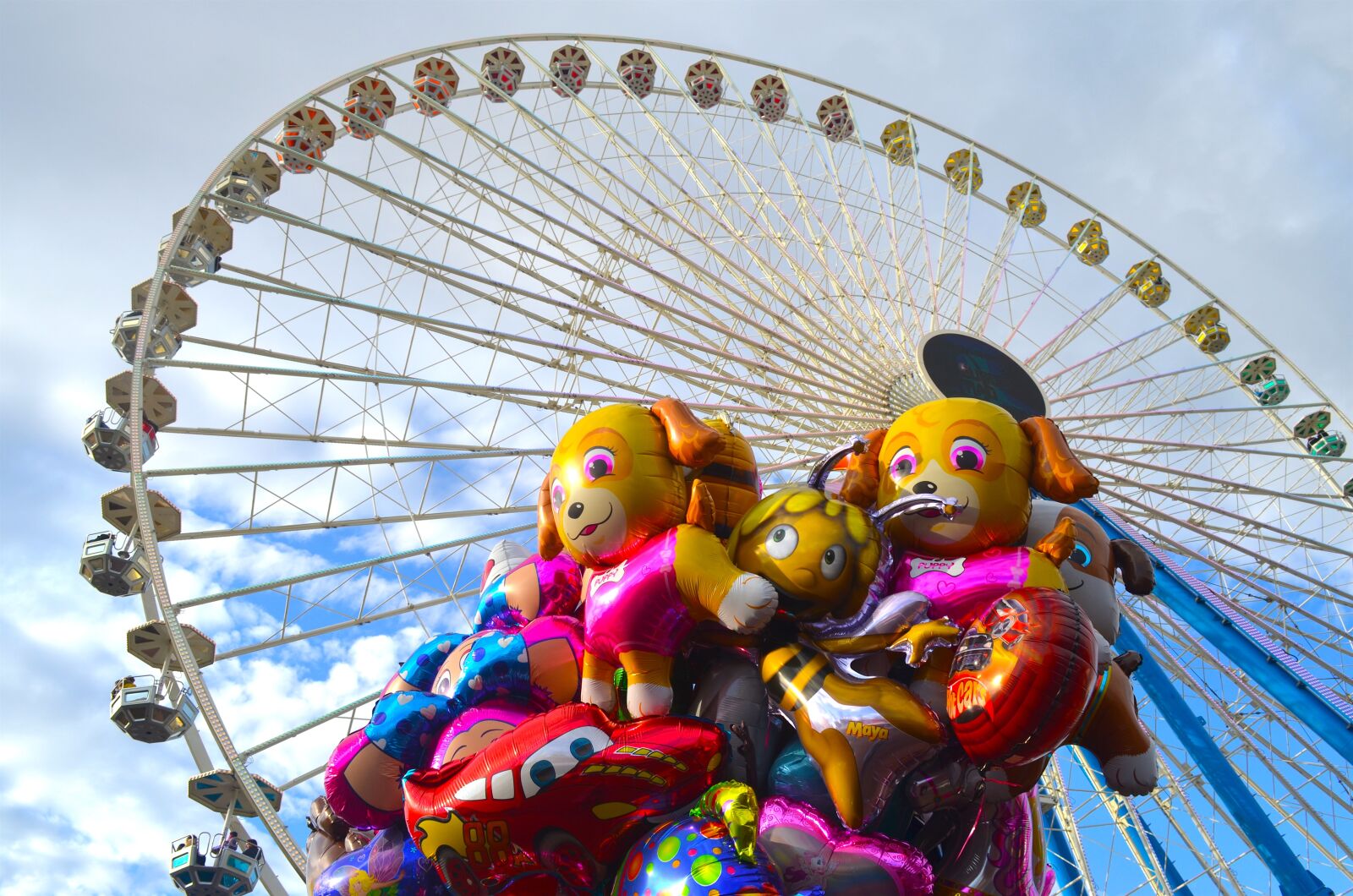 Nikon D5100 sample photo. Ballons, balloons, ferris wheel photography