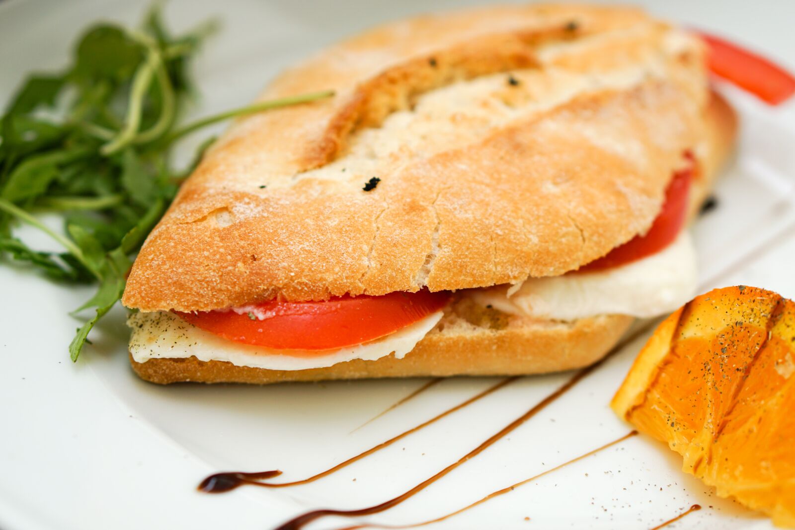 E 50mm F1.8 OSS sample photo. Panini, bread, rocket photography