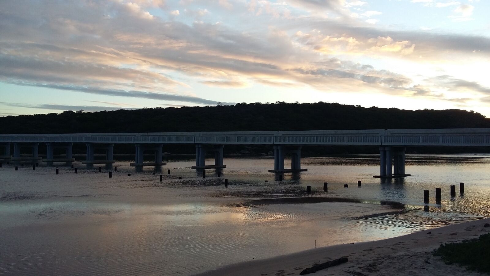 Samsung Galaxy A3 sample photo. Bridge, train track, sunset photography
