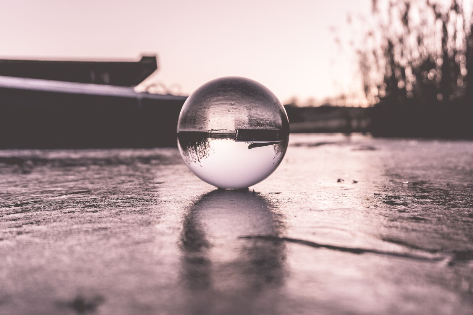 Sony a6000 sample photo. Glass ball, frozen, nature photography