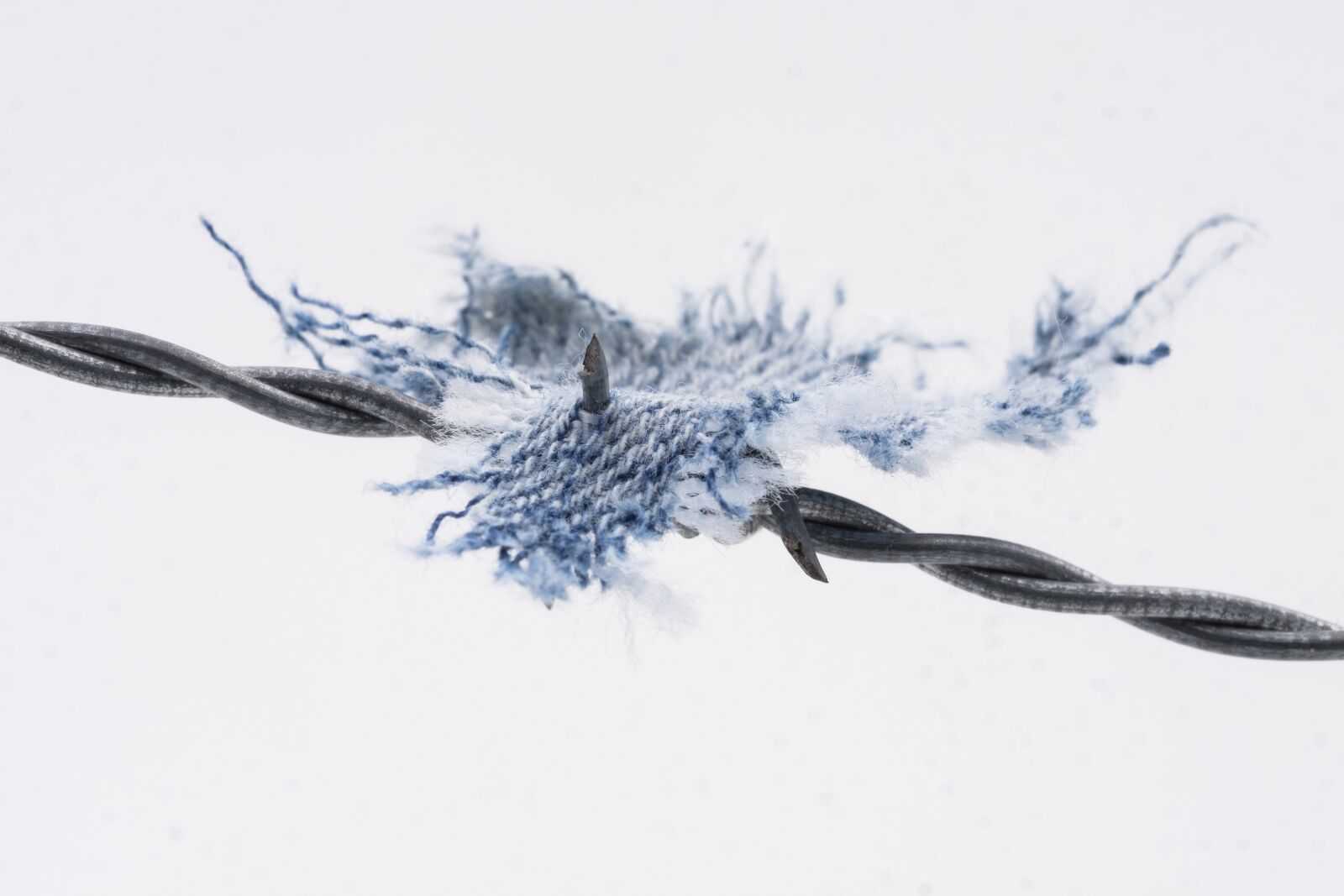 Fujifilm X-T2 + Fujifilm XF 80mm F2.8 R LM OIS WR Macro sample photo. Barbed wire, fabric, rip photography