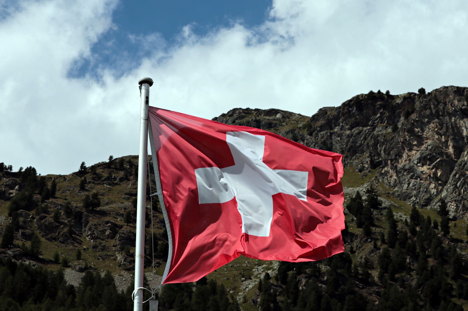 Canon EF-S 55-250mm F4-5.6 IS STM sample photo. Flag, switzerland, mountain photography