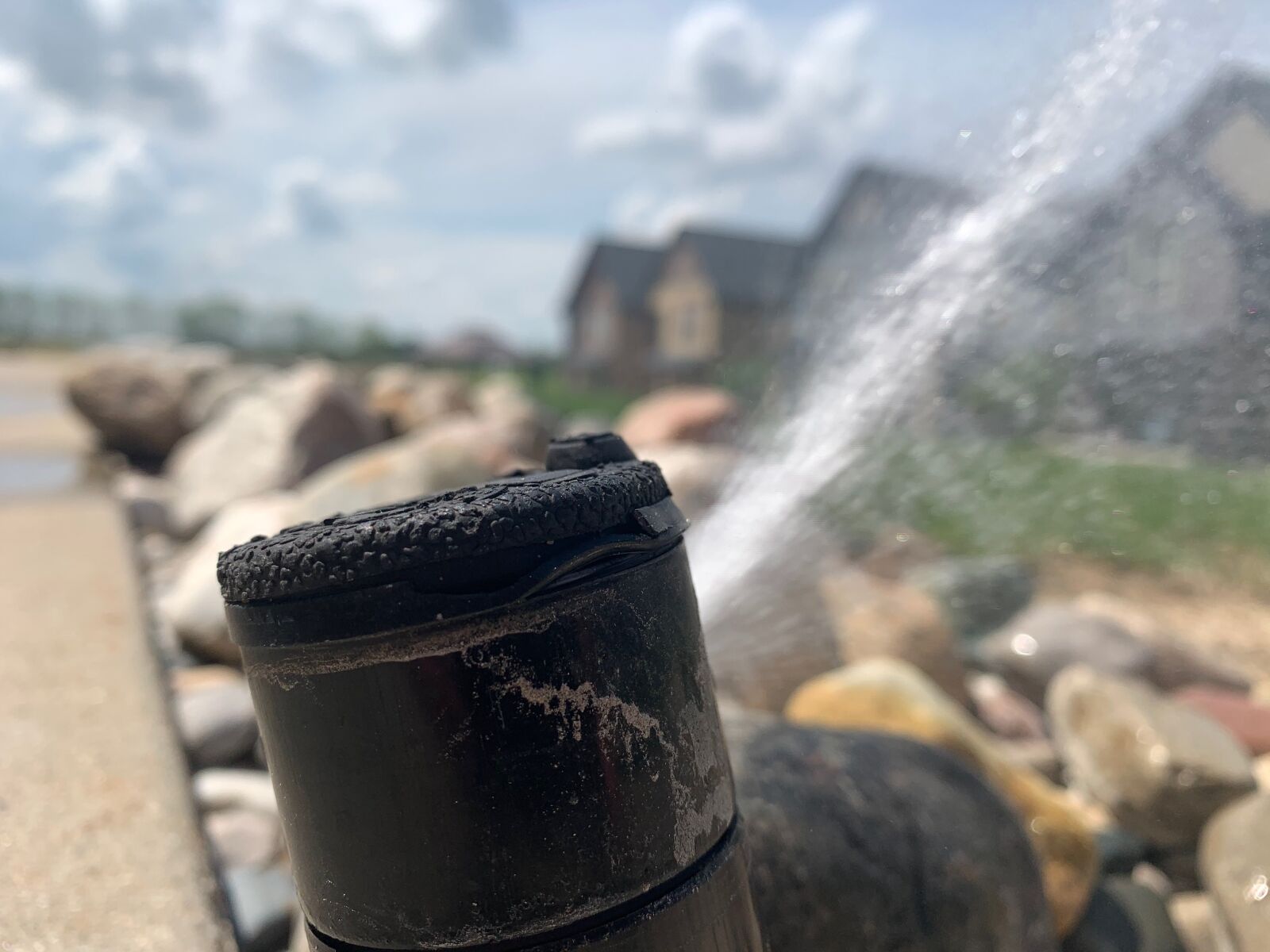 iPhone XS back dual camera 4.25mm f/1.8 sample photo. Sprinkler, irrigation, spray photography