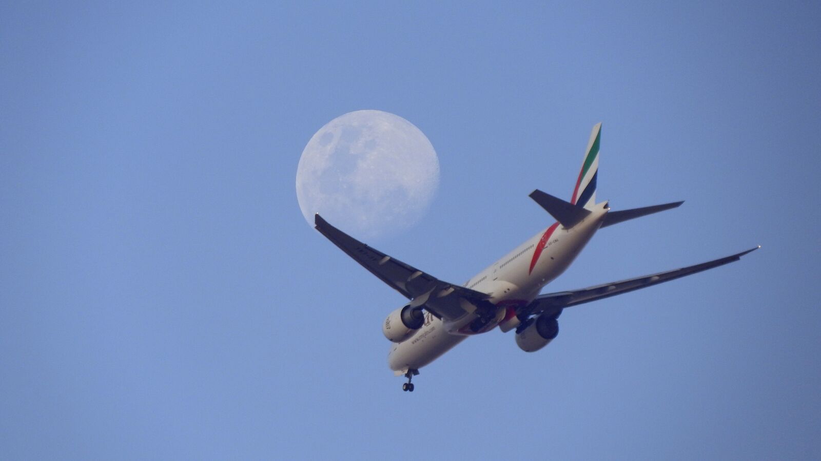 Nikon Coolpix P610 sample photo. Plane, moon, sky photography