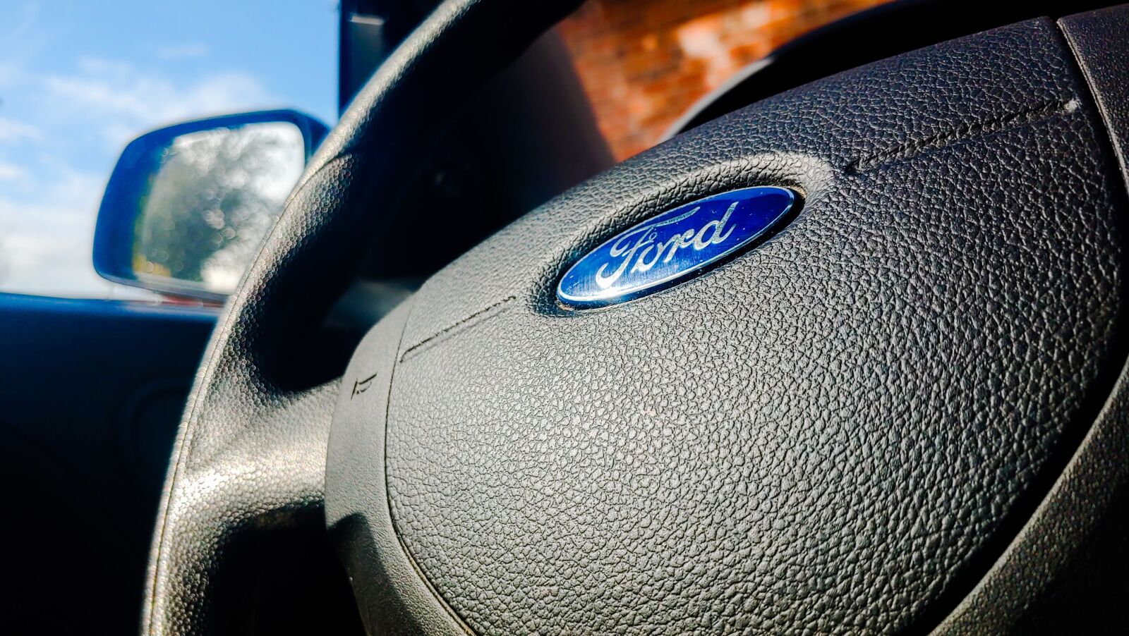 LG LM-V405 sample photo. Ford, car, steering wheel photography