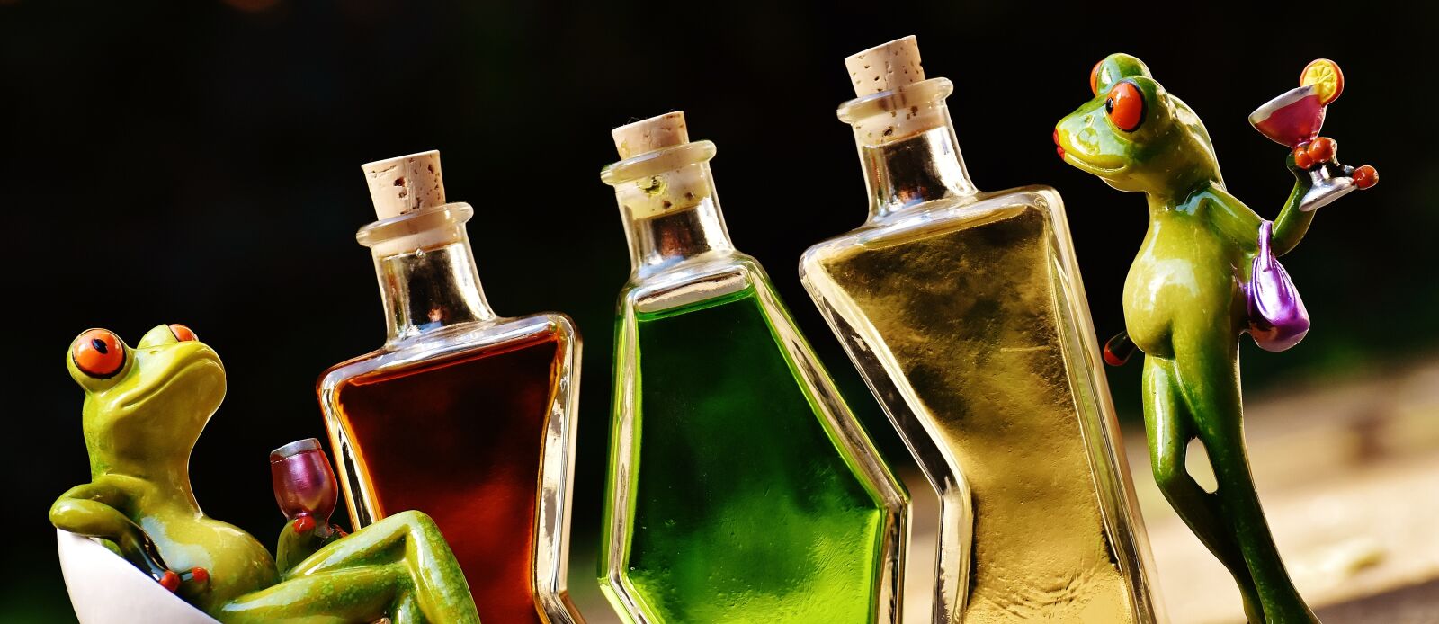 Nikon D7200 sample photo. Frogs, beverages, bottles photography