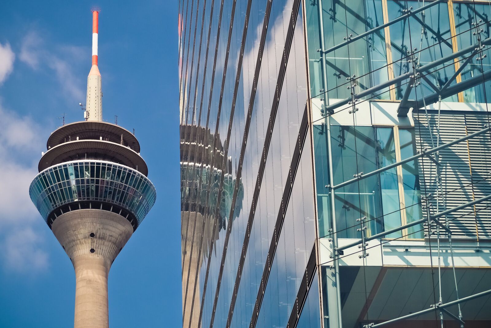Olympus OM-D E-M10 sample photo. Rhine tower, d sseldorf photography