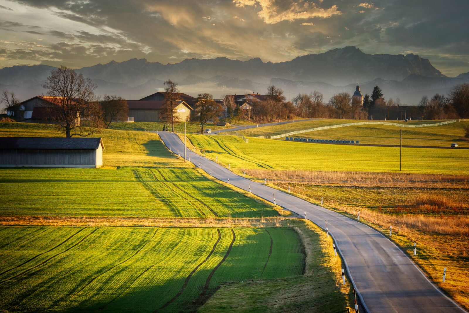 Panasonic Lumix DMC-GX8 sample photo. Road, fields, mountains photography