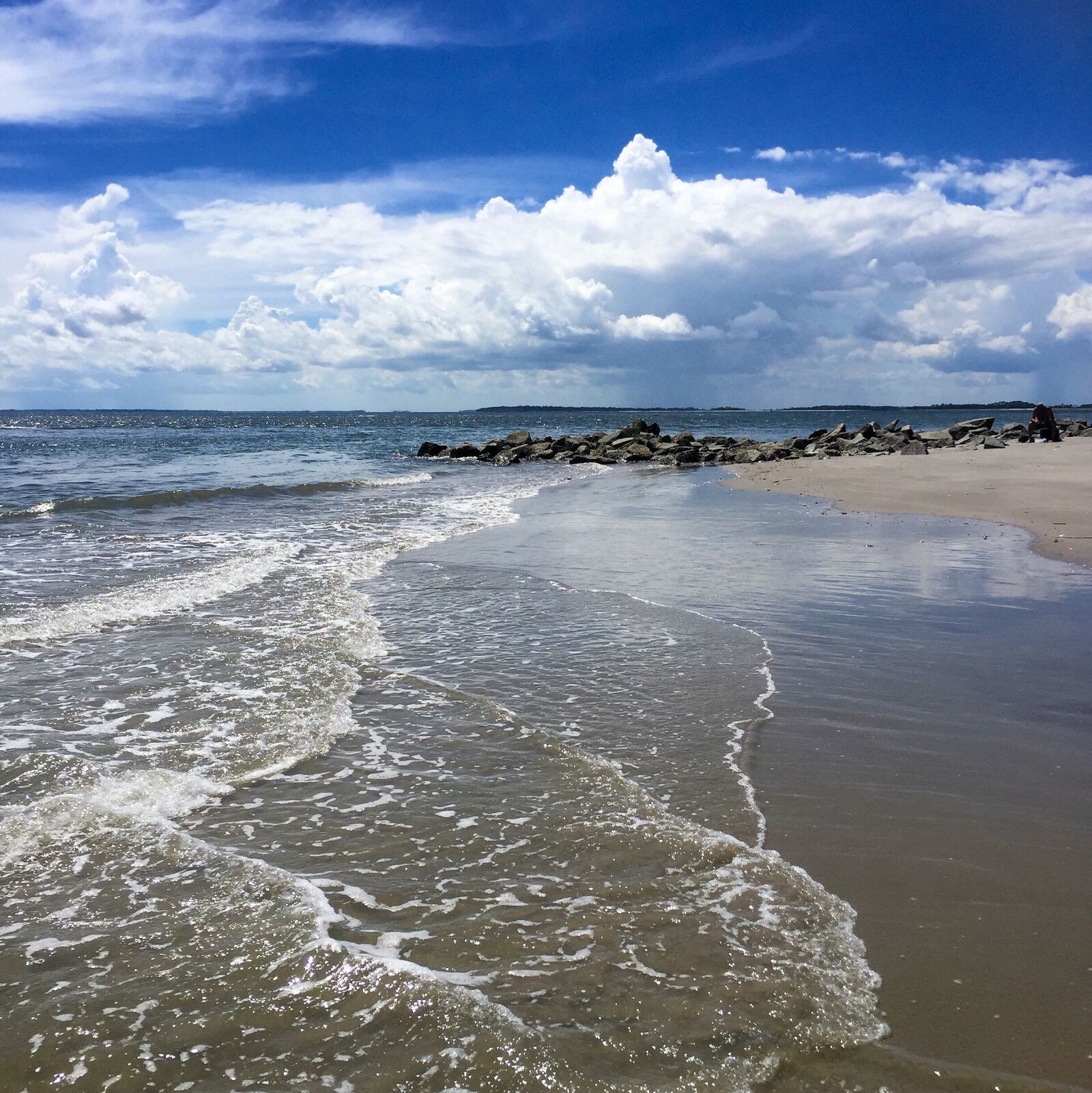 iPhone 6 Plus back camera 4.15mm f/2.2 sample photo. Ocean, rocks, jetty photography