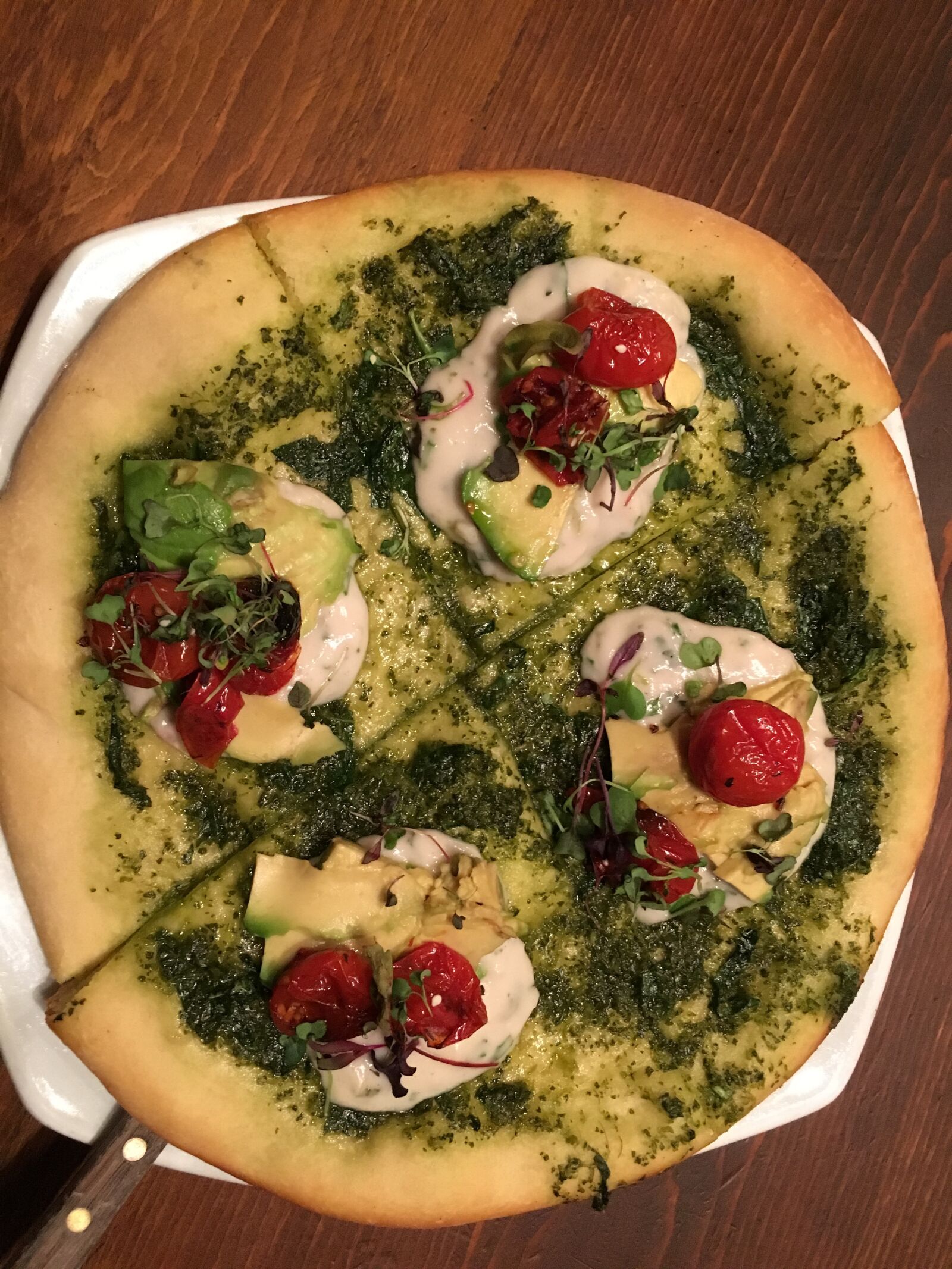 Apple iPhone 6s sample photo. Pizza, goat cheese, pesto photography