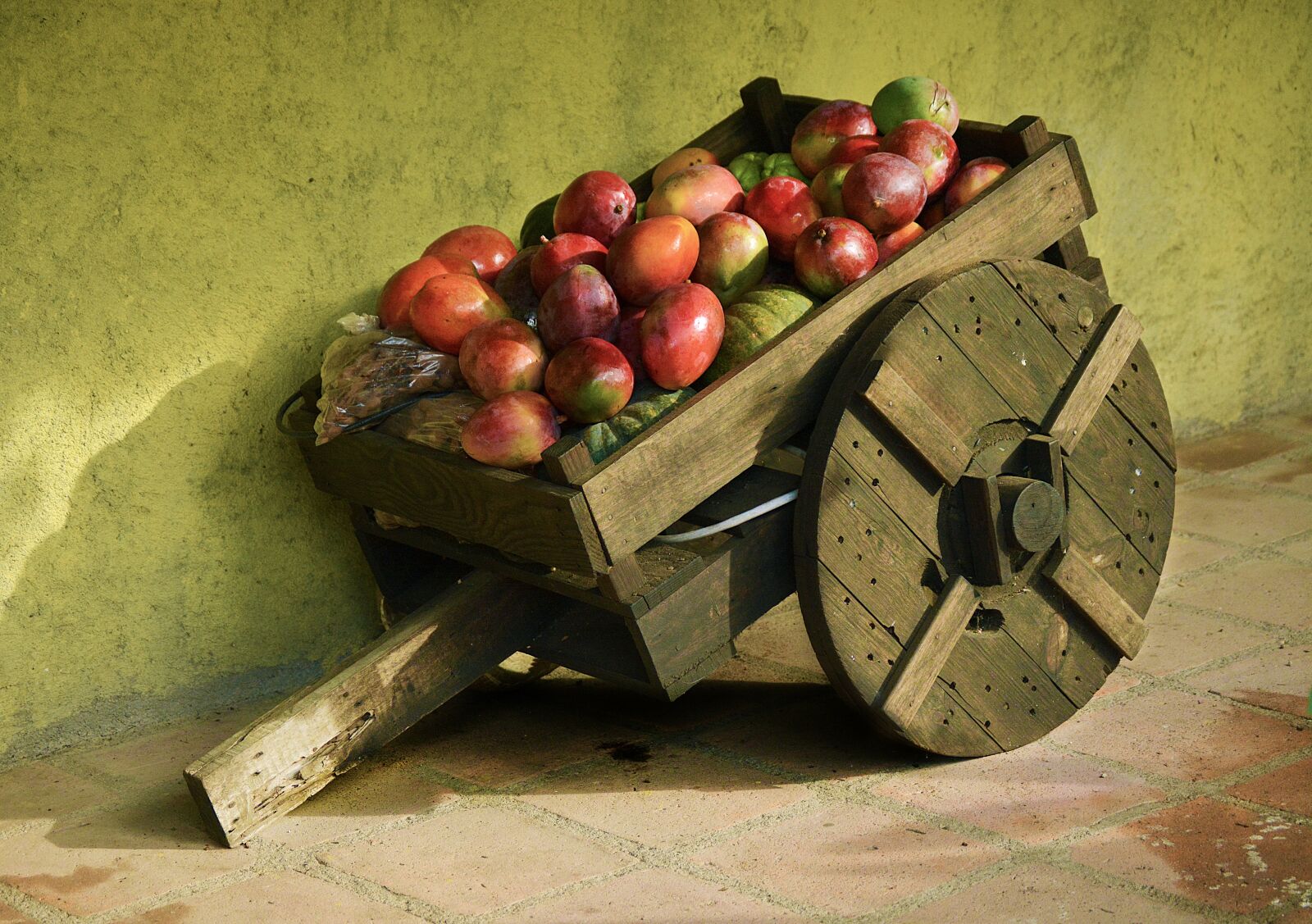 Nikon D5200 sample photo. Cart, handles, fruit photography