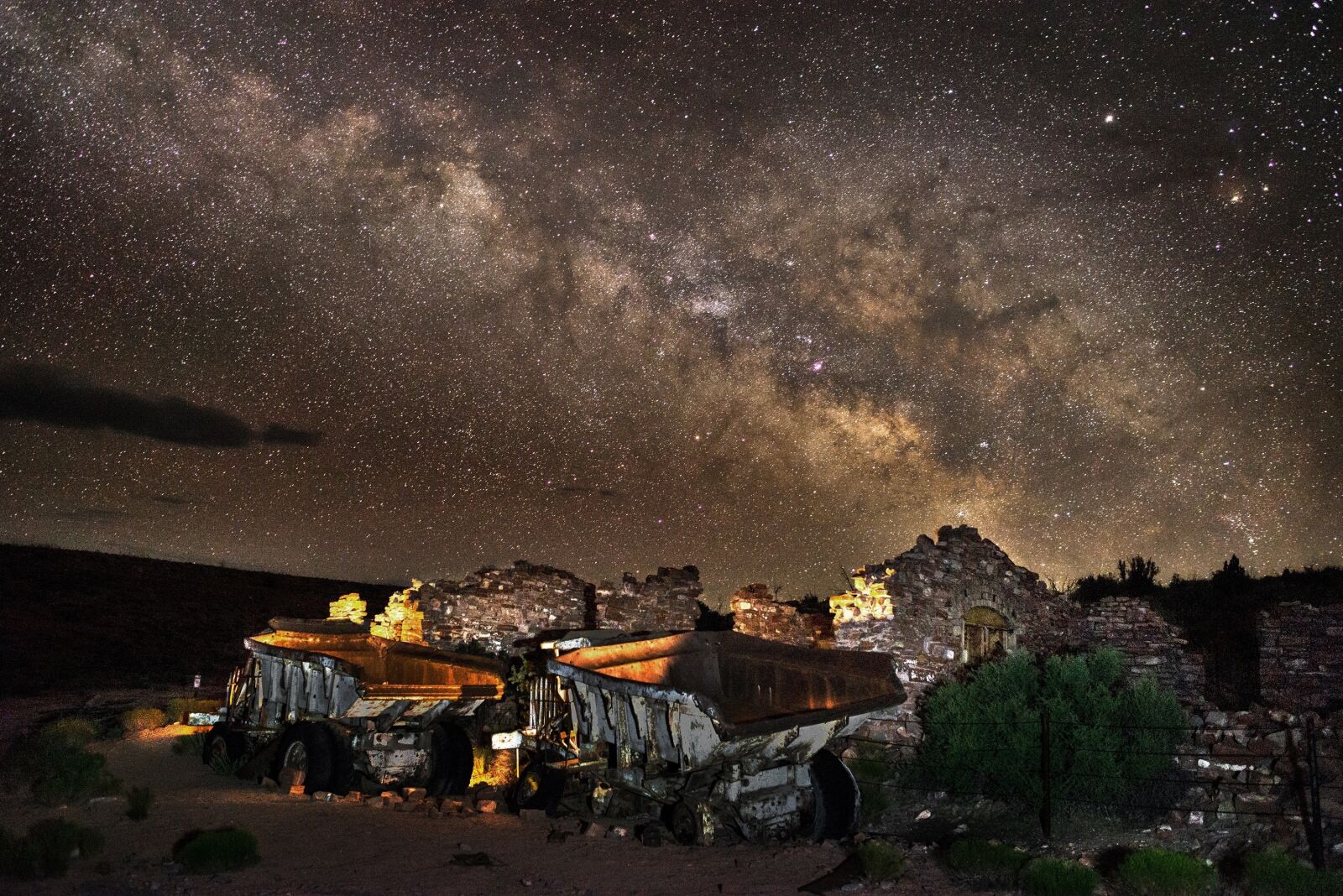 Nikon D610 sample photo. Night sky, dump trucks photography