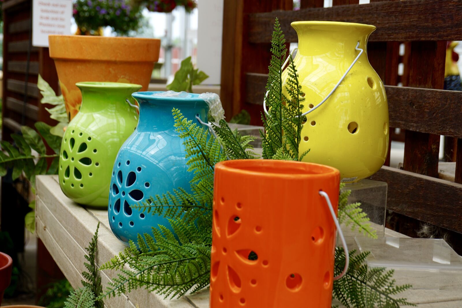 Sony a5100 sample photo. Planters, nursery pots, garden photography