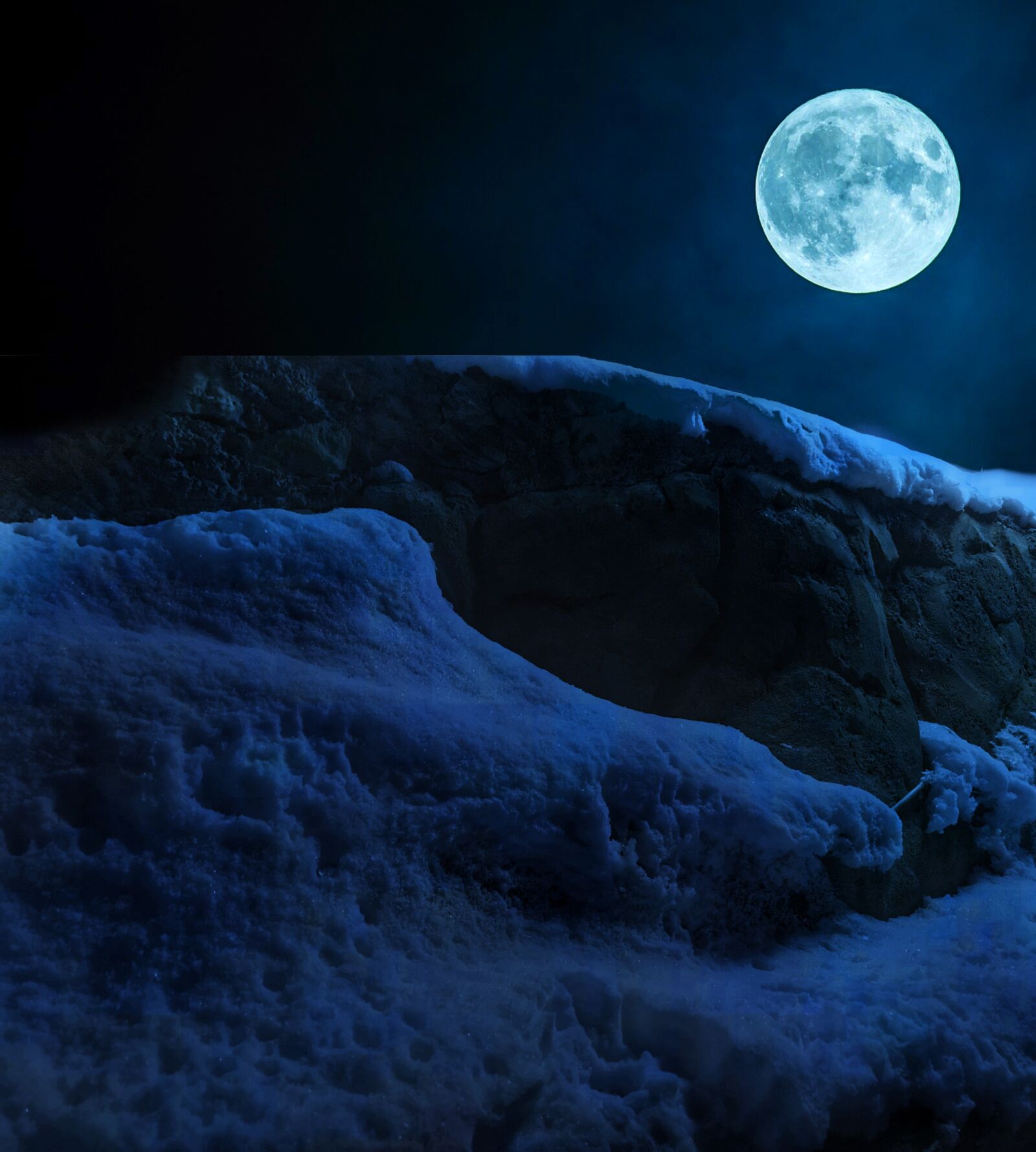 Apple iPhone 7 sample photo. Snow, fullmoon, night photography