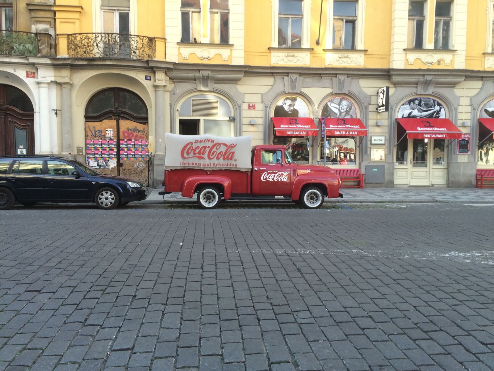 iPhone 5s back camera 4.15mm f/2.2 sample photo. Prague, coca cola, van photography