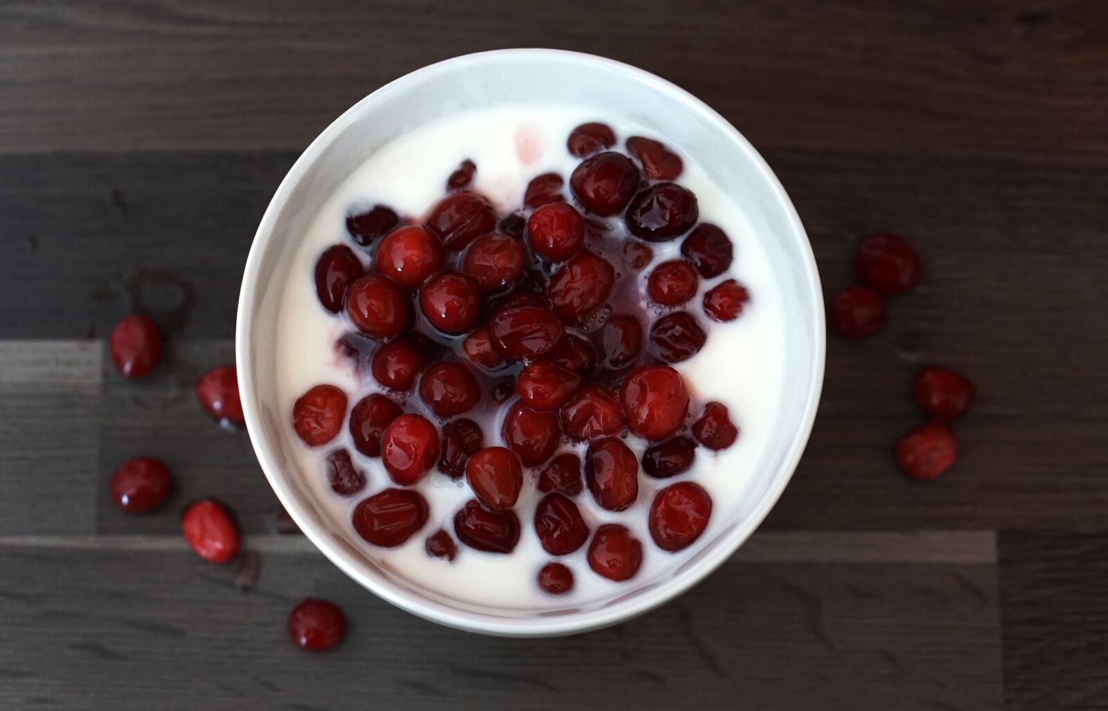 E 50mm F1.8 OSS sample photo. Cranberry, cranberries, yogurt photography