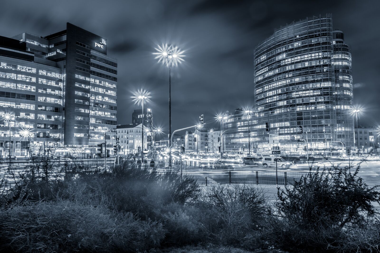 Pentax K-S2 sample photo. Office buildings, city, night photography