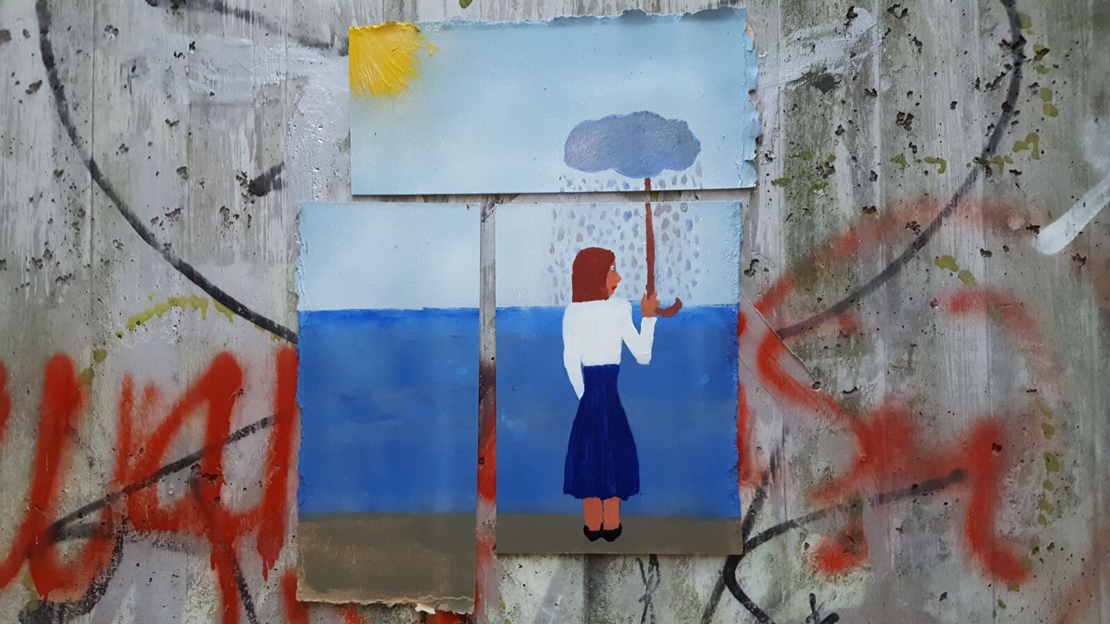 Samsung GALAXY S6 edge sample photo. Street art, woman, clouds photography