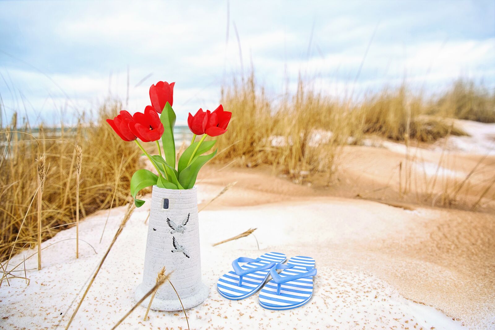 Canon EF 24-70mm F2.8L II USM sample photo. Sand, beach, flip flops photography