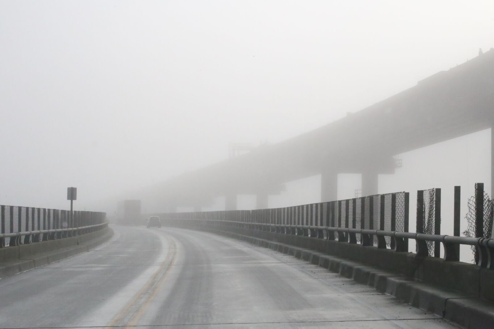Canon EF75-300mm f/4-5.6 sample photo. Bridge, fog, infrastructure photography