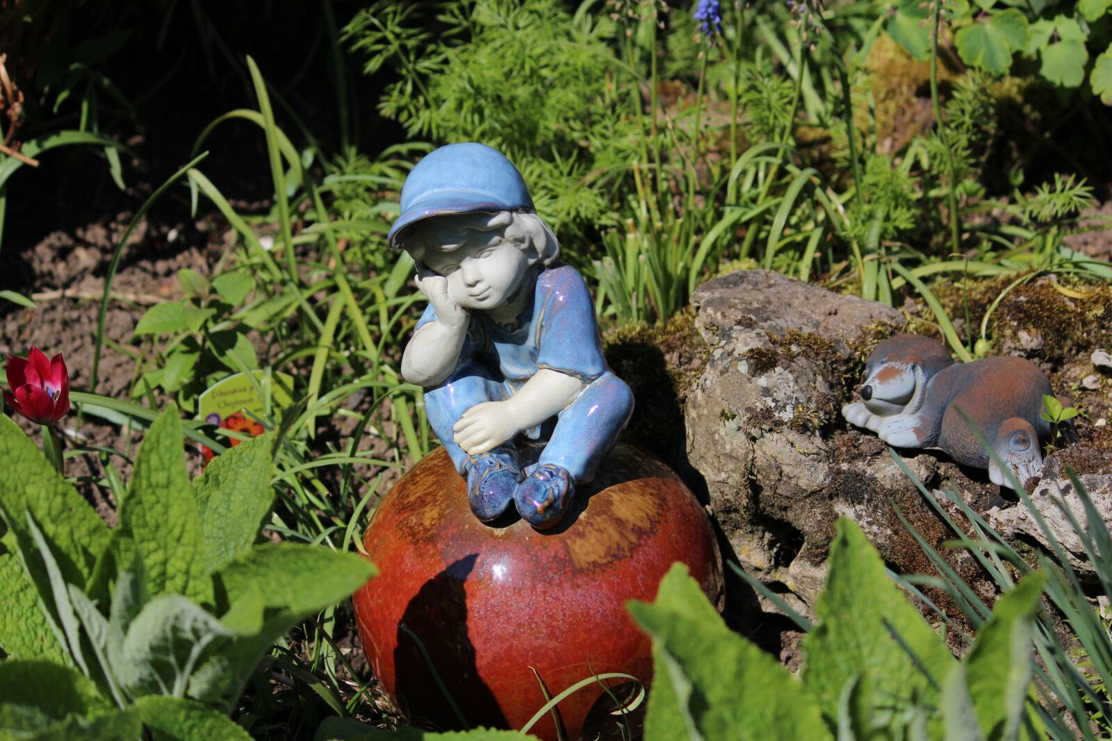 Canon EF-S 55-250mm F4-5.6 IS II sample photo. Garden gnome, garden, ceramic photography