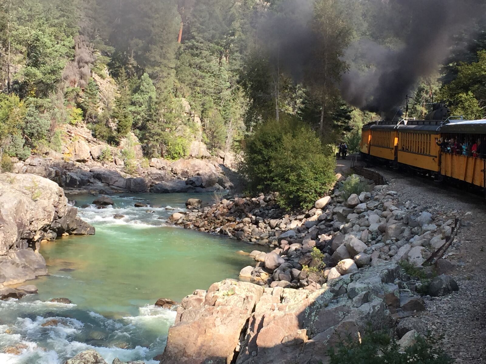 iPhone 6 back camera 4.15mm f/2.2 sample photo. Mountains, river, train photography