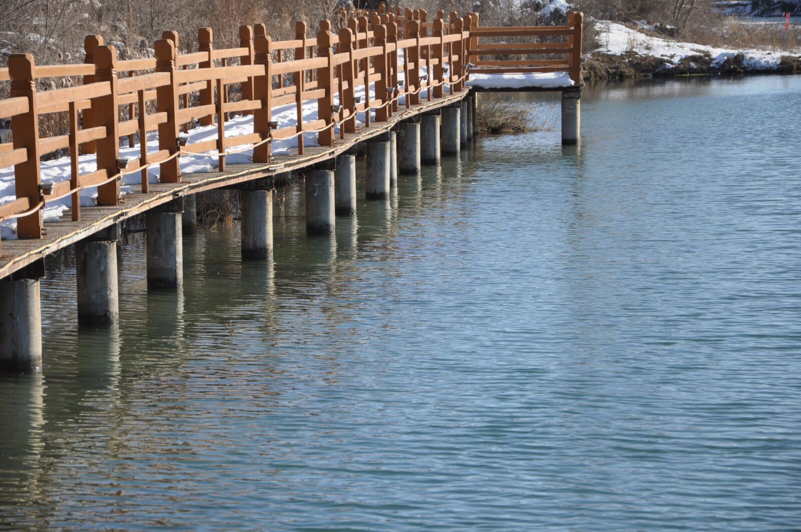 Nikon D90 sample photo. Snow, plank road, river photography