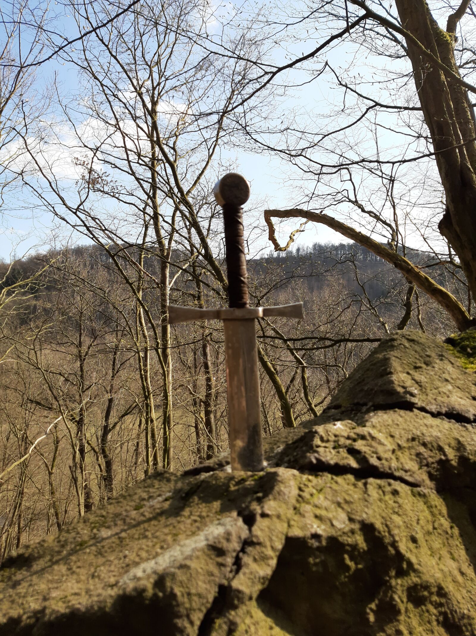 Samsung Galaxy A50 sample photo. Sword, rock, middle ages photography