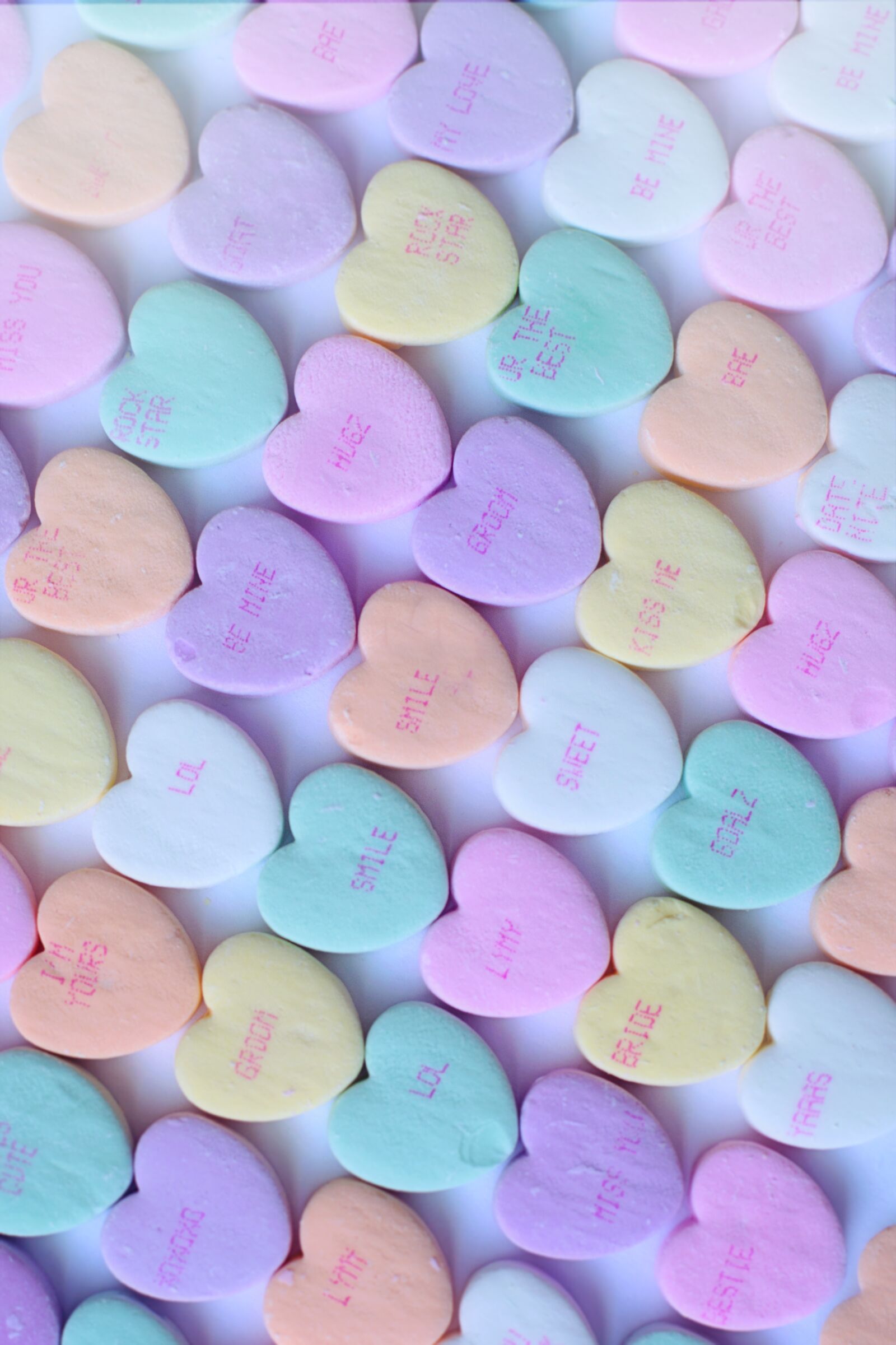 Canon EF 50mm F1.4 USM sample photo. Conversation hearts, background, valentine's photography