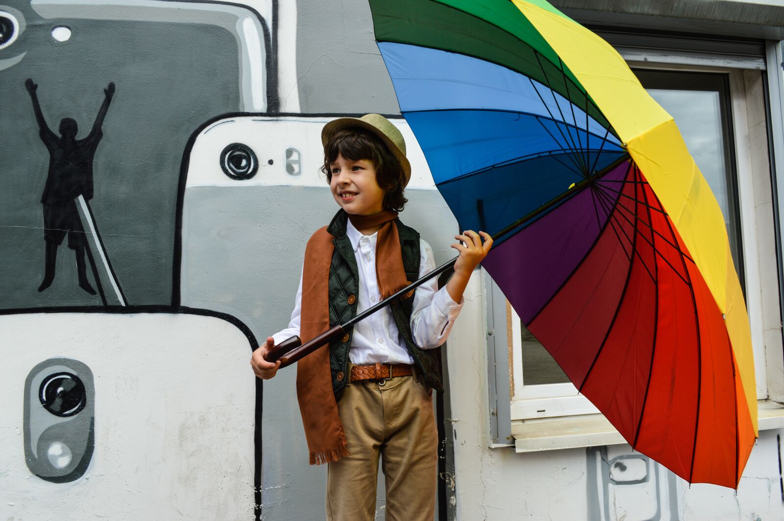 Nikon D3200 sample photo. Boy, autumn, umbrella photography