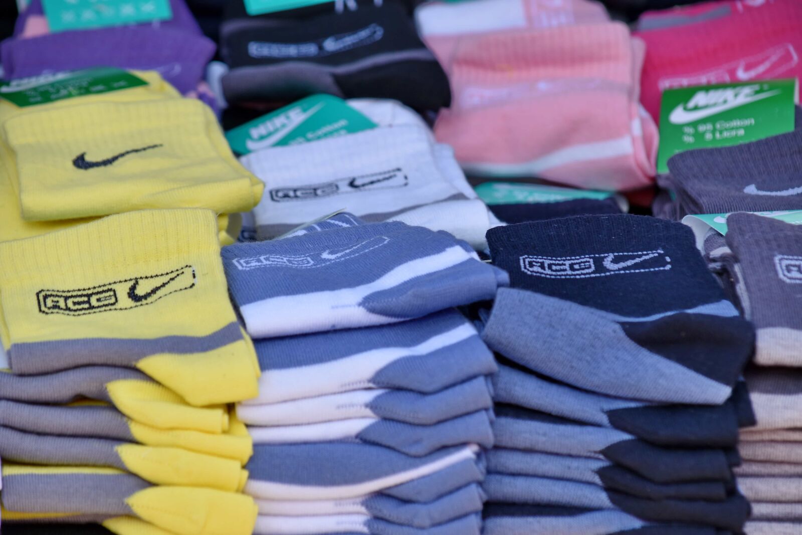 Nikon D5500 sample photo. Marketplace, sock, socks, cotton photography